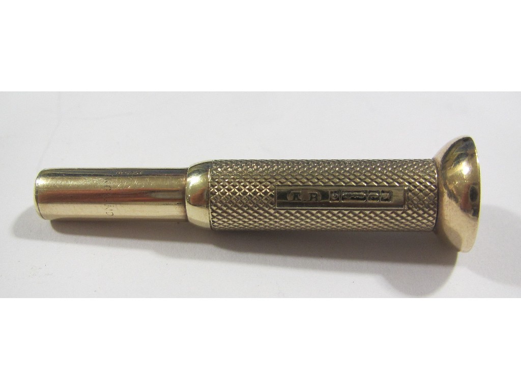 Appraisal: Nine carat gold cigar piercer Approximately gms