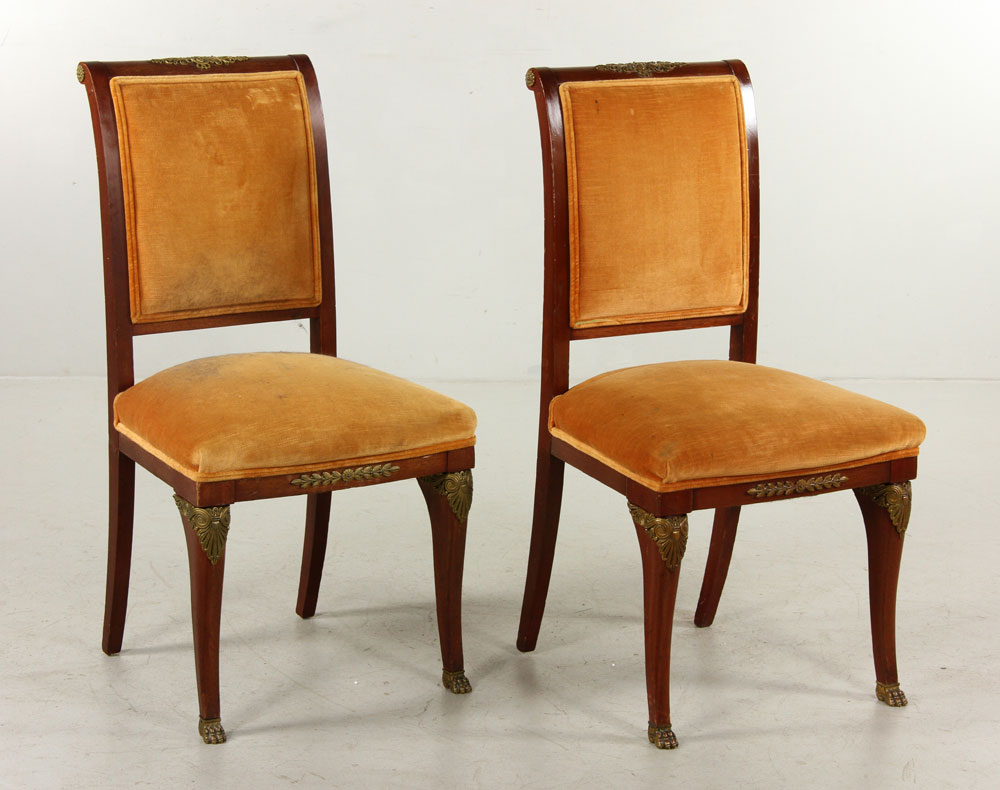 Appraisal: - Pr of French Empire Side Chairs Pair of French