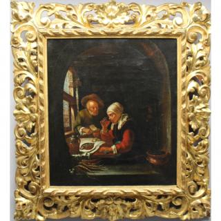 Appraisal: th C Italian Interior Scene Oil Canvas th C Italian