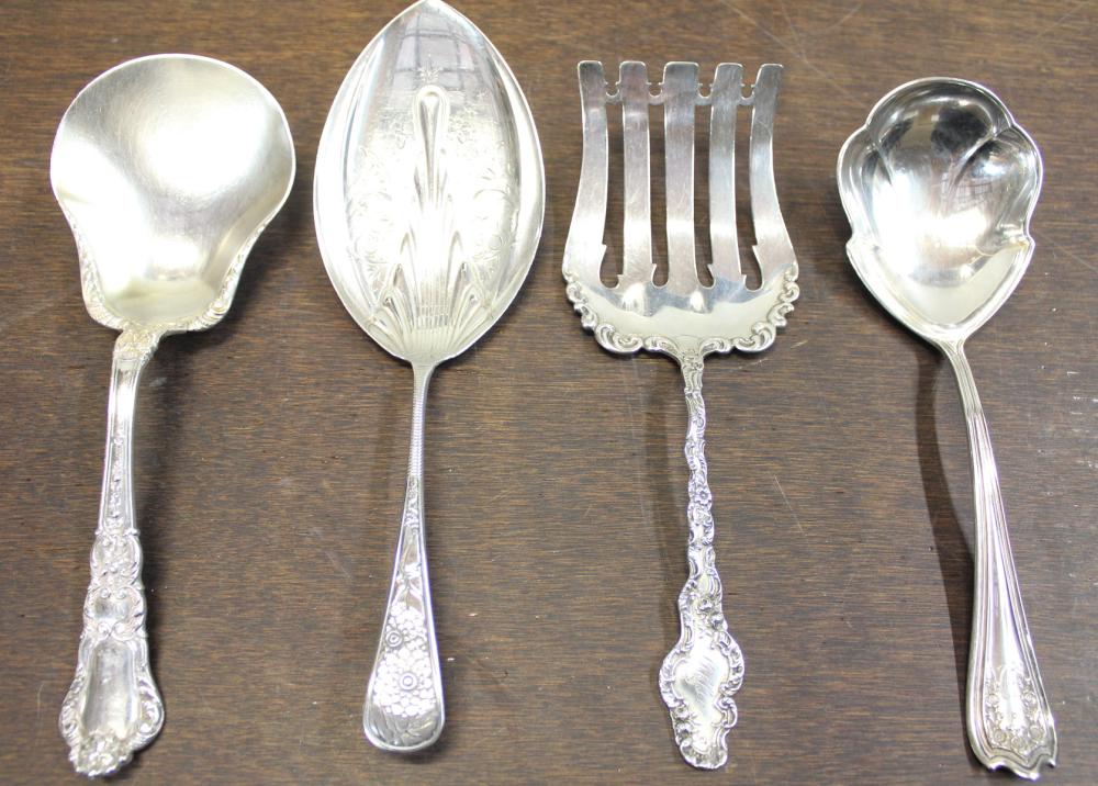 Appraisal: FOUR ASSORTED STERLING SILVER FLATWARE SERVING ITEMS various makers and