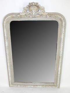 Appraisal: French Louis XV style painted mirror with focal rocaille shell