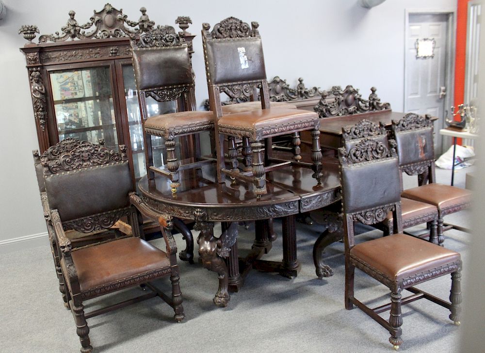 Appraisal: R J Horner Highly Carved Mahogany Dining Set To Include