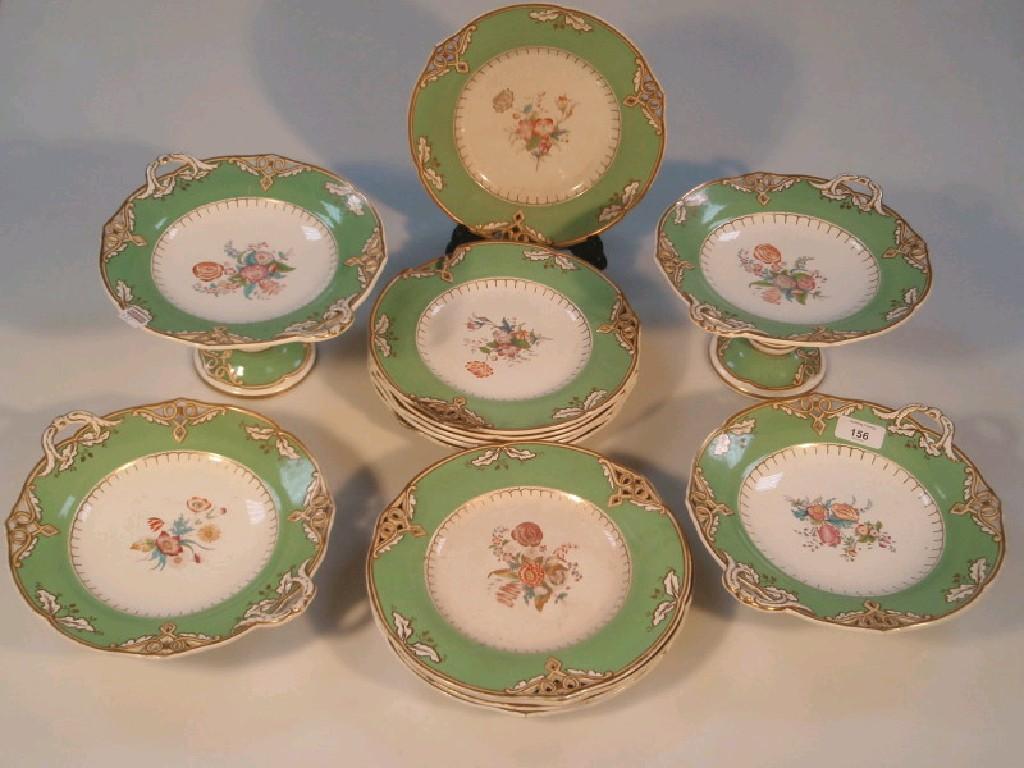 Appraisal: A thC Wedgwood dessert service each piece printed and polychrome