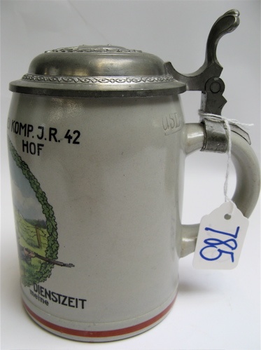 Appraisal: GERMAN THIRD REICH POTTERY BEER STEIN one half liter size