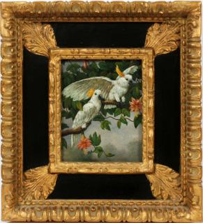 Appraisal: OIL ON PANEL OIL ON PANEL H W WHITE PARROTS