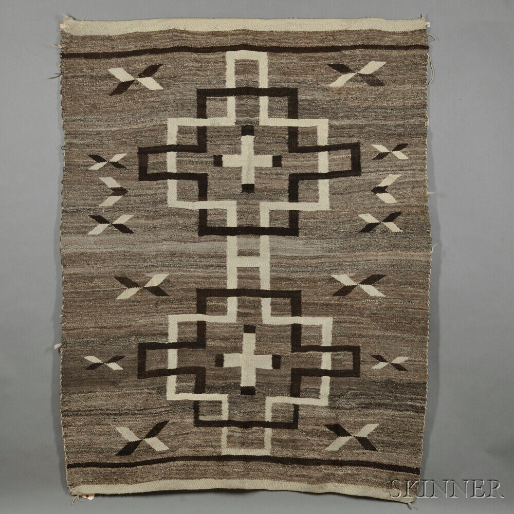 Appraisal: Navajo Transitional Crystal Rug handspun pound rug in black and