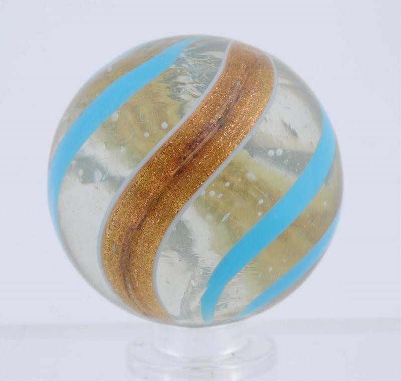 Appraisal: Large Banded Lutz Marble Clear base with baby blue band