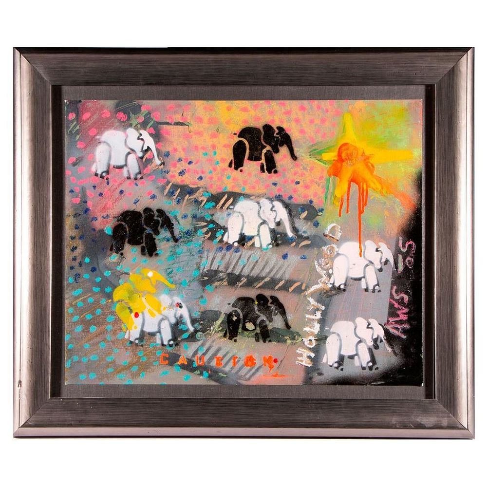 Appraisal: Framed and decorative stencil art Framed and decorative stencil art