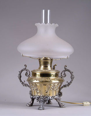 Appraisal: BRADLEY AND HUBBARD LAMP Nice Bradley Hubbard kerosene lamp has