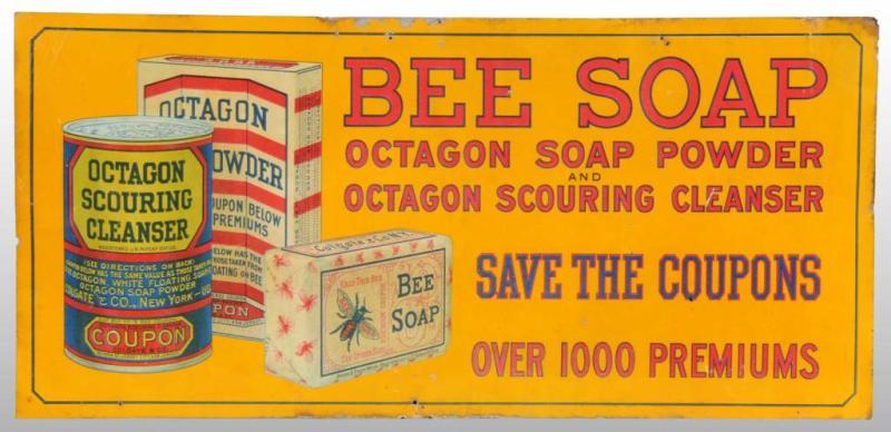 Appraisal: Tin Bee Soap Sign Description Fantastic detail and color Five