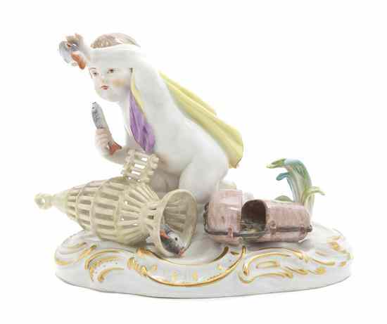 Appraisal: A Meissen Porcelain Figural Group depicting a boy with fish