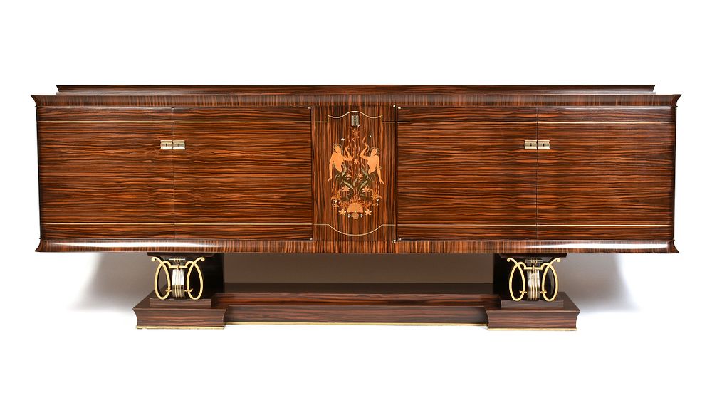 Appraisal: AN ELEGANT FRENCH ART DECO EXOTIC WOODS MARQUETRY INLAID MACASSAR