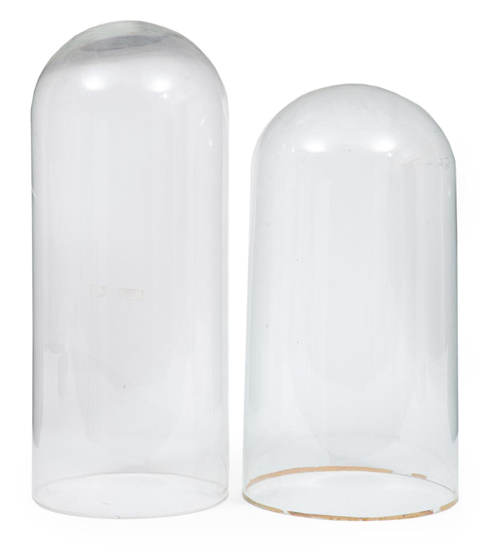 Appraisal: TWO GLASS DOMESTwo Glass Domes h in dia in and