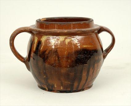 Appraisal: Redware Bean Pot Missing cover x in