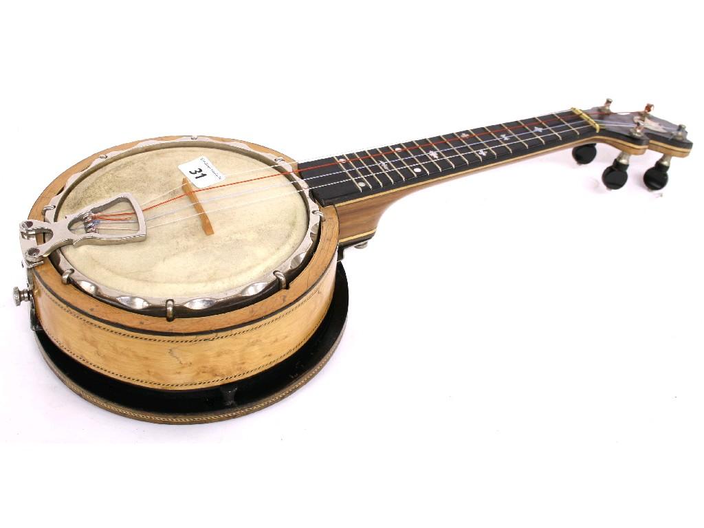 Appraisal: Keech banjolele banjo serial no E the fret ebony fingerboard