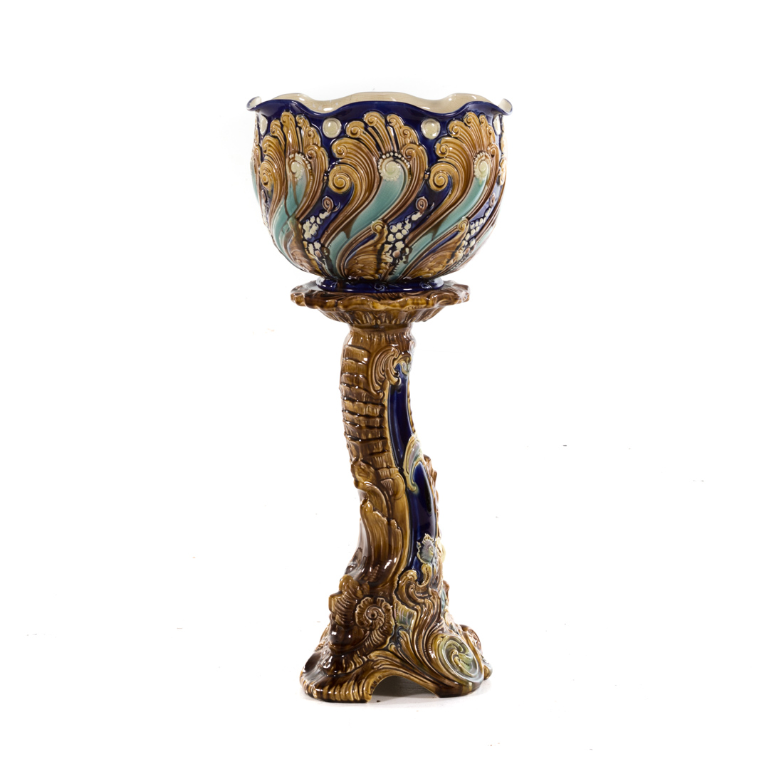 Appraisal: American Art Nouveau majolica jardiniere stand first quarter- th century