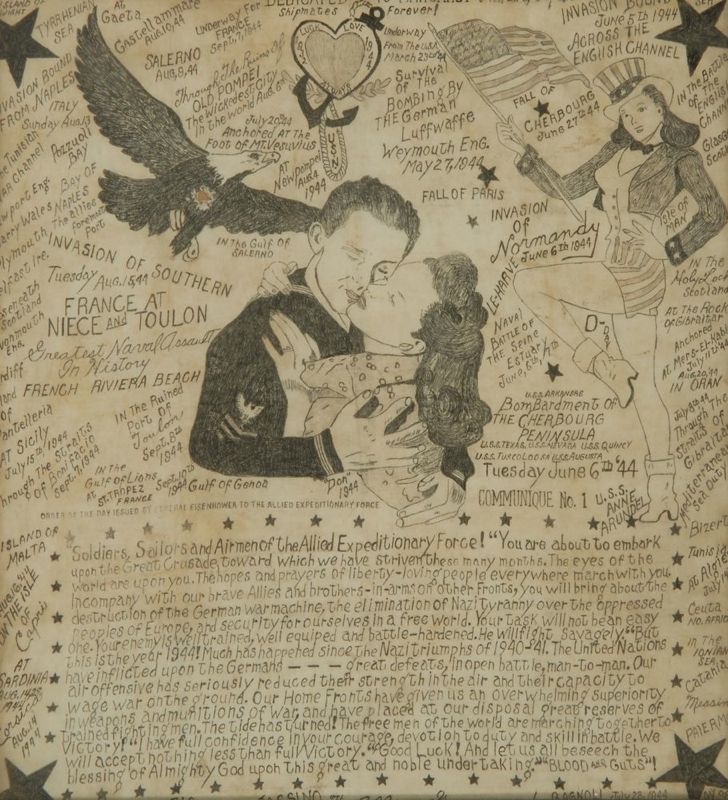 Appraisal: FRAMED WORLD WAR II HAND-DRAWN MEMENTO Dated Dedicated to Margaret