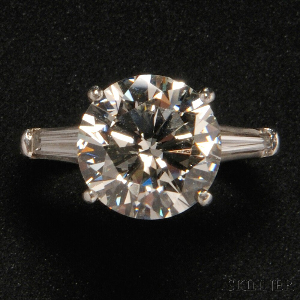 Appraisal: Platinum and Diamond Solitaire prong-set with a full-cut diamond weighing