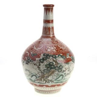 Appraisal: East Asian enameled porcelain bottle vase East Asian enameled porcelain