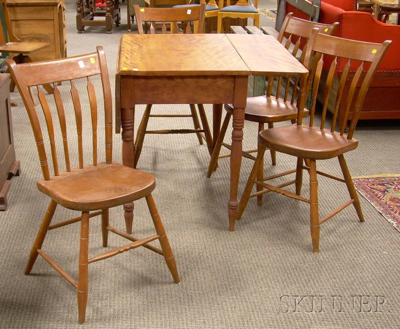 Appraisal: Cherry and Birch Drop-leaf Table and a Set of Four