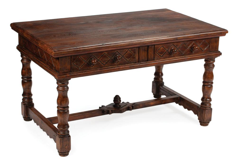 Appraisal: Spanish Renaissance-Style Refectory Table molded top two drawers turned blocked