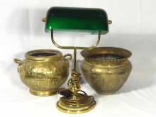 Appraisal: A mixed lot comprising a brass desk lamp with green