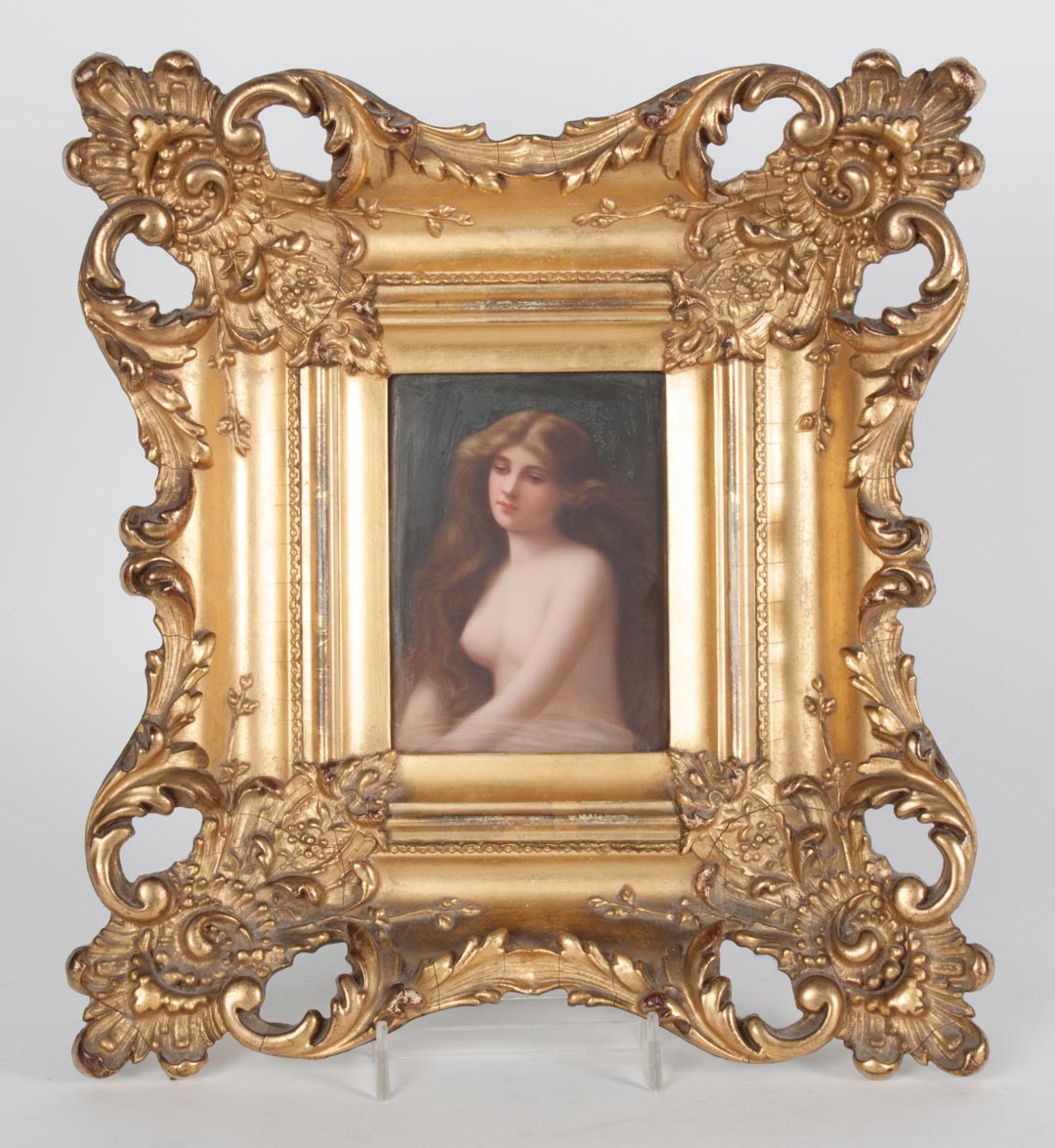 Appraisal: German painted porcelain plaque of young beauty late th century