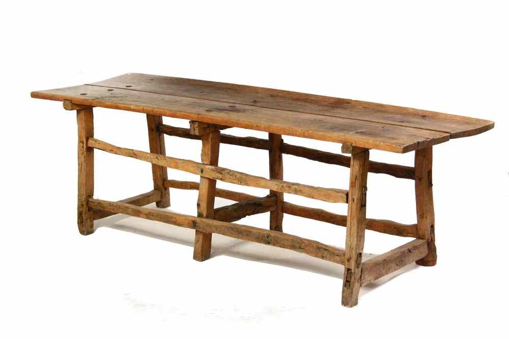 Appraisal: LARGE CONTINENTAL TRESTLE TABLE - Large Continental Trestle Table in