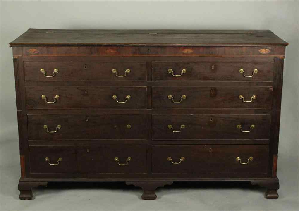 Appraisal: ENGLISH CHIPPENDALE STYLE INLAID MAHOGANY MULE CHEST TH CENTURY the