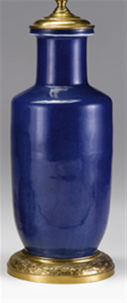 Appraisal: Chinese blue and white rouleau vase late th century Of