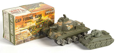 Appraisal: Marx Toys Cap Firing Tank - large scale plastic battery