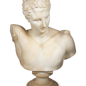 Appraisal: A Carved Alabaster Bust of Hermes of Praxiteles After the