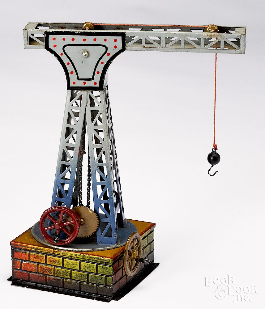 Appraisal: Crane steam toy accessory Painted and lithograph tin crane steam