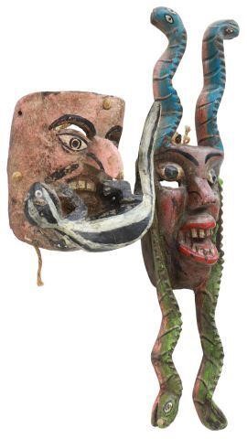 Appraisal: lot of Vintage hand-carved and polychrome painted festival masks Mexico