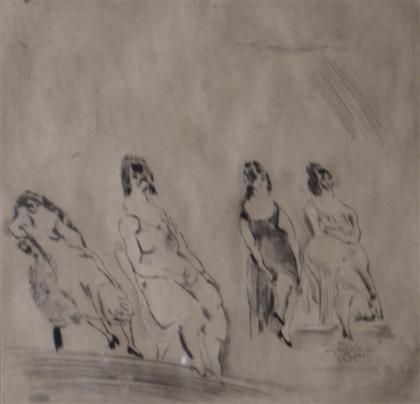 Appraisal: JULES PASCIN french - UN DEUX TROIS QUATRE DAMES pencil