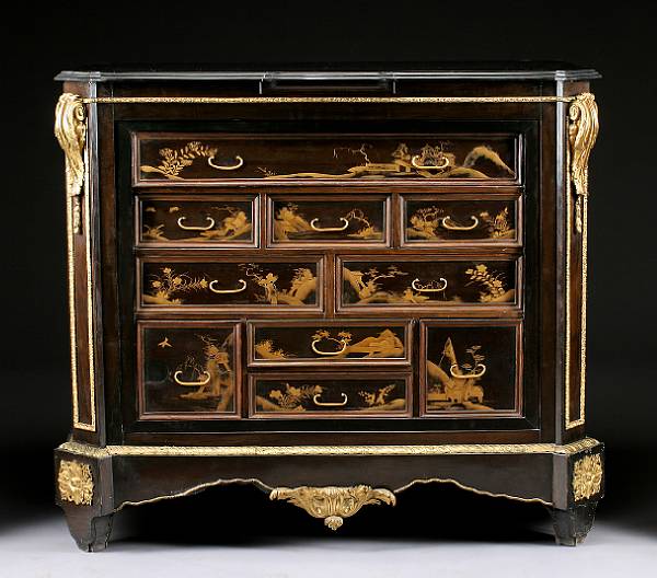 Appraisal: A Louis XVI style gilt bronze mounted ebonized cabinet late