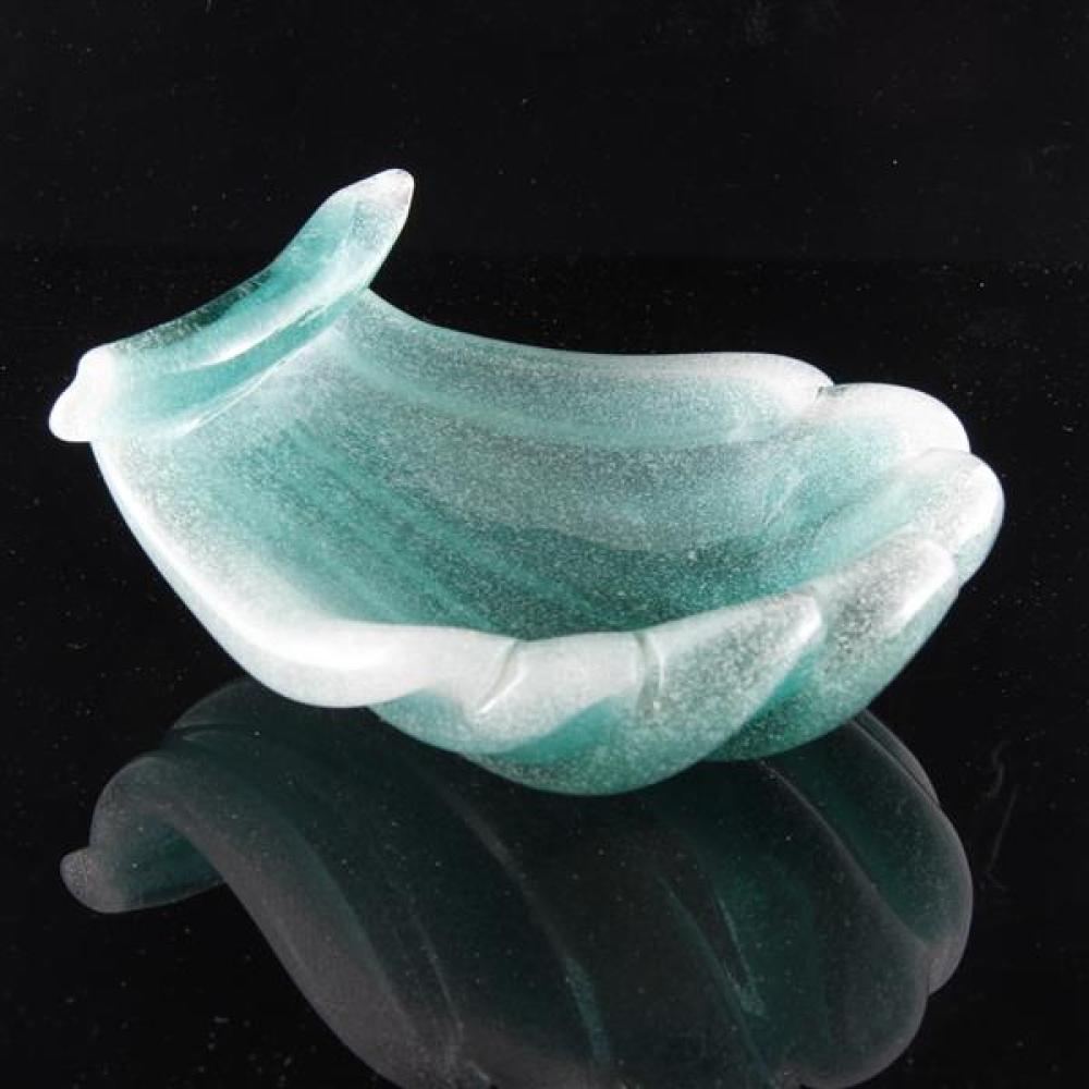 Appraisal: MURANO GREEN ITALIAN ART GLASS SHELL BOWL WITH MADE IN