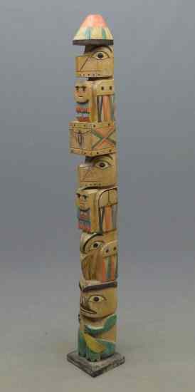 Appraisal: Northwest Coast painted totem pole '' Ht