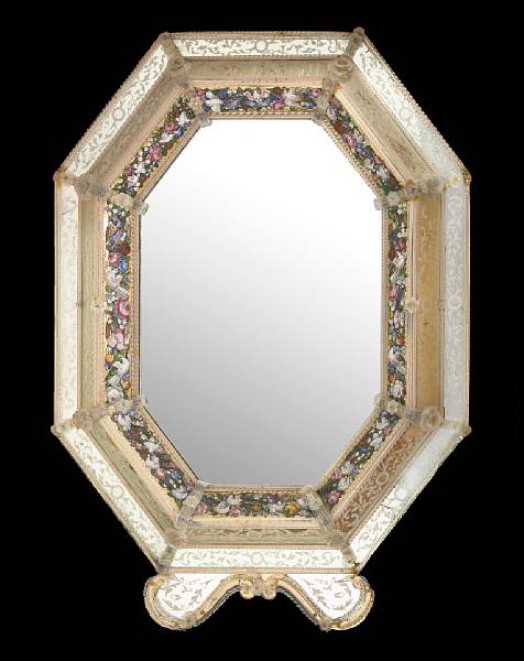 Appraisal: A grand Venetian micromosaic and acid etched mirror circa The