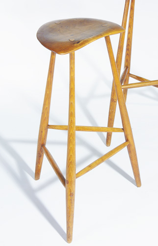 Appraisal: WHARTON ESHERICK Stool with three flared dowel legs mortised through