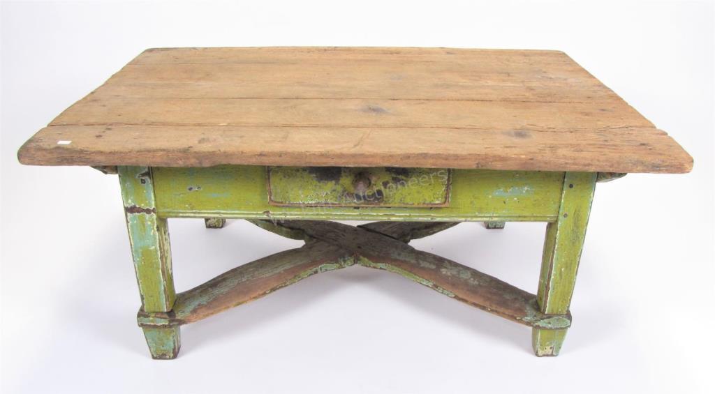 Appraisal: A barnwood cocktail table old parts newer table with one