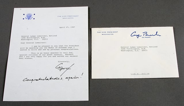 Appraisal: Letter to General Lemnitzer on Vice Presidential letterhead TLS Dated