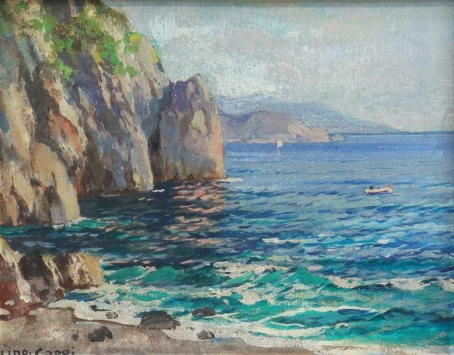 Appraisal: Framed oil on canvas board painting Capri Coastline signed lower