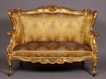 Appraisal: AMERICAN ART NOUVEAU CARVED GILTWOOD THREE-PIECE PARLOR SUITE S KARPEN