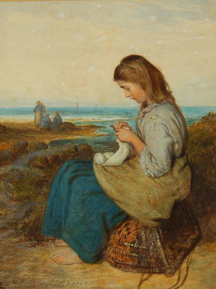 Appraisal: Henry Hetherington Emmerson - Young maiden knitting on the sea