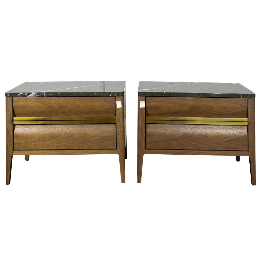 Appraisal: Holly Hunt Oslo Bedside Tables pair USA marble oak and