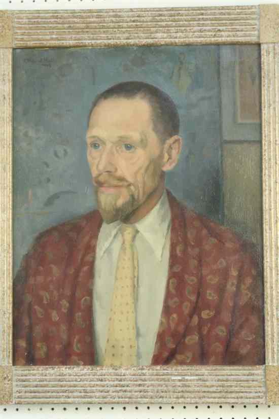 Appraisal: Clifford Hall - oil on canvas Portrait of a gentleman