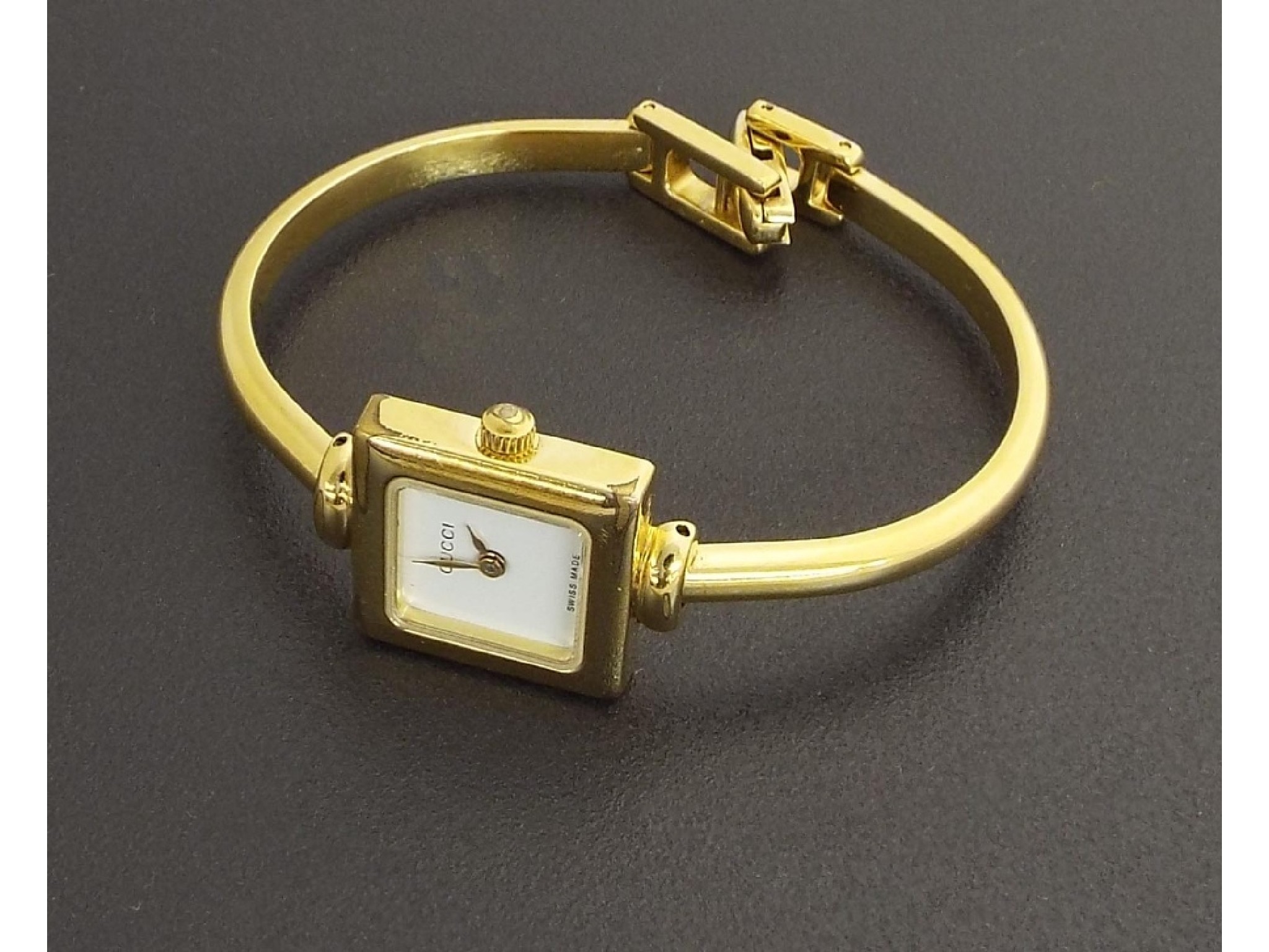 Appraisal: Gucci gold plated lady's bangle watch ref L mm