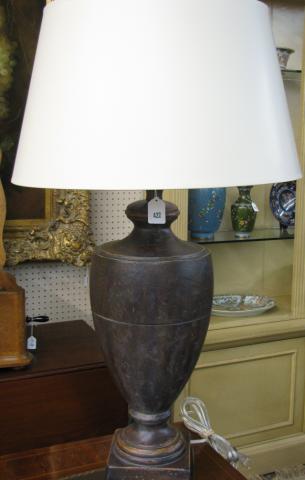 Appraisal: Decorator's urn motif wooden lamp approximately tall to finial