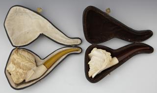 Appraisal: Two Carved Meerschaum Pipes early th c of a c